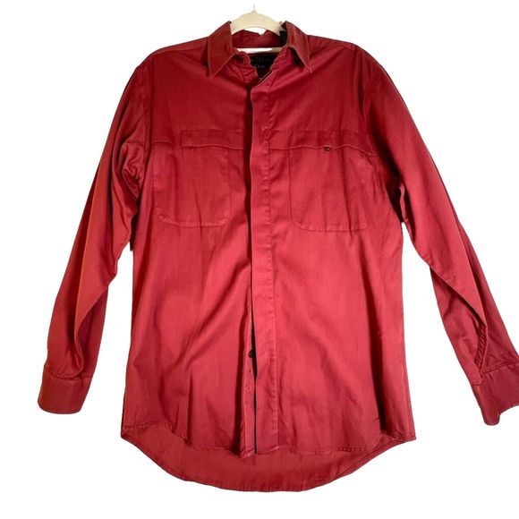 Orvis Vintage Sz S Button Down Shirt Red Covered Buttons Outdoors Hunting - Picture 1 of 11